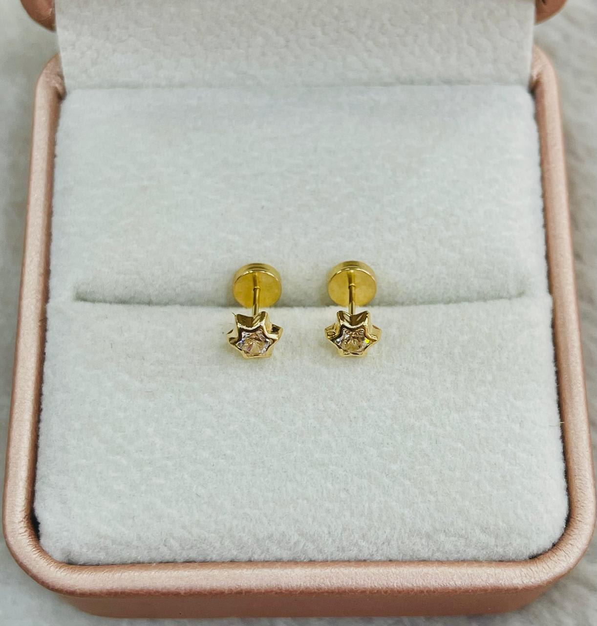 Aritos Abridores de Oro 18k Estrellita