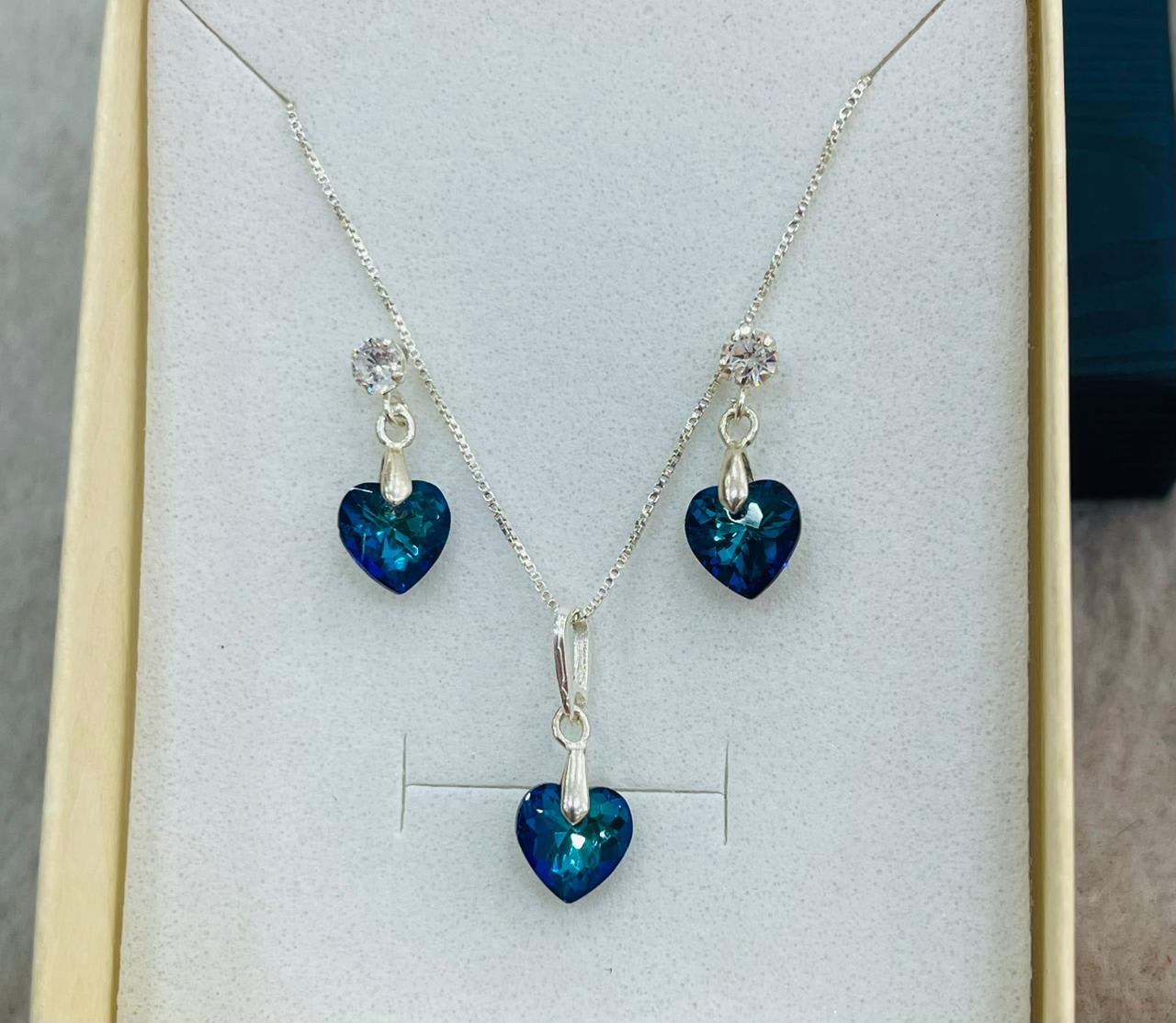 Juego de Plata con Cristal Corazón Titanic