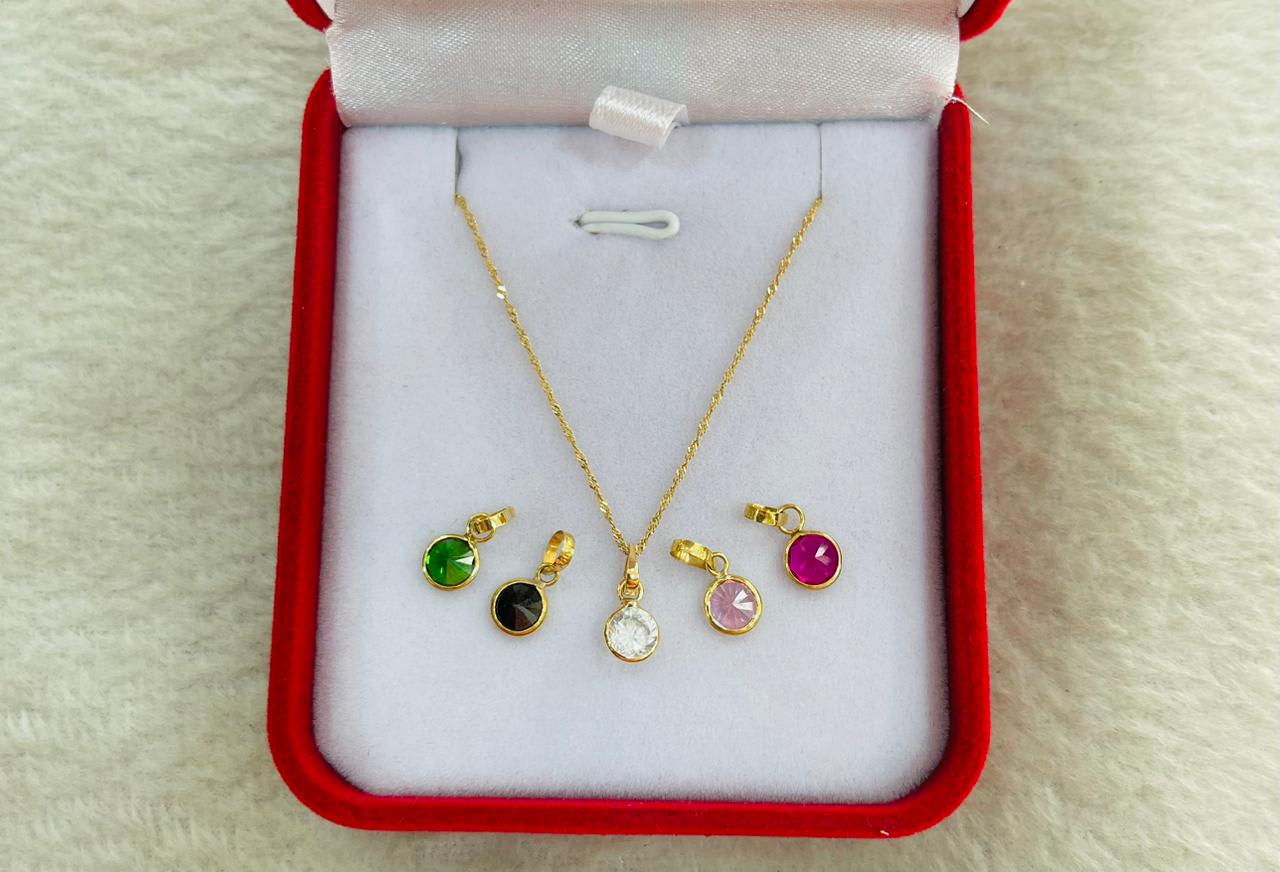 Cadena de Oro Singapour + Dije de Oro Punto de Luz 