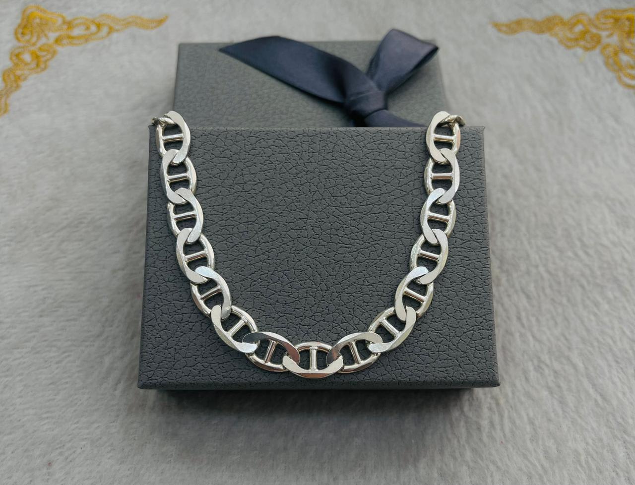 Pulsera de Plata Maciza Eslabón Marinero para Caballero