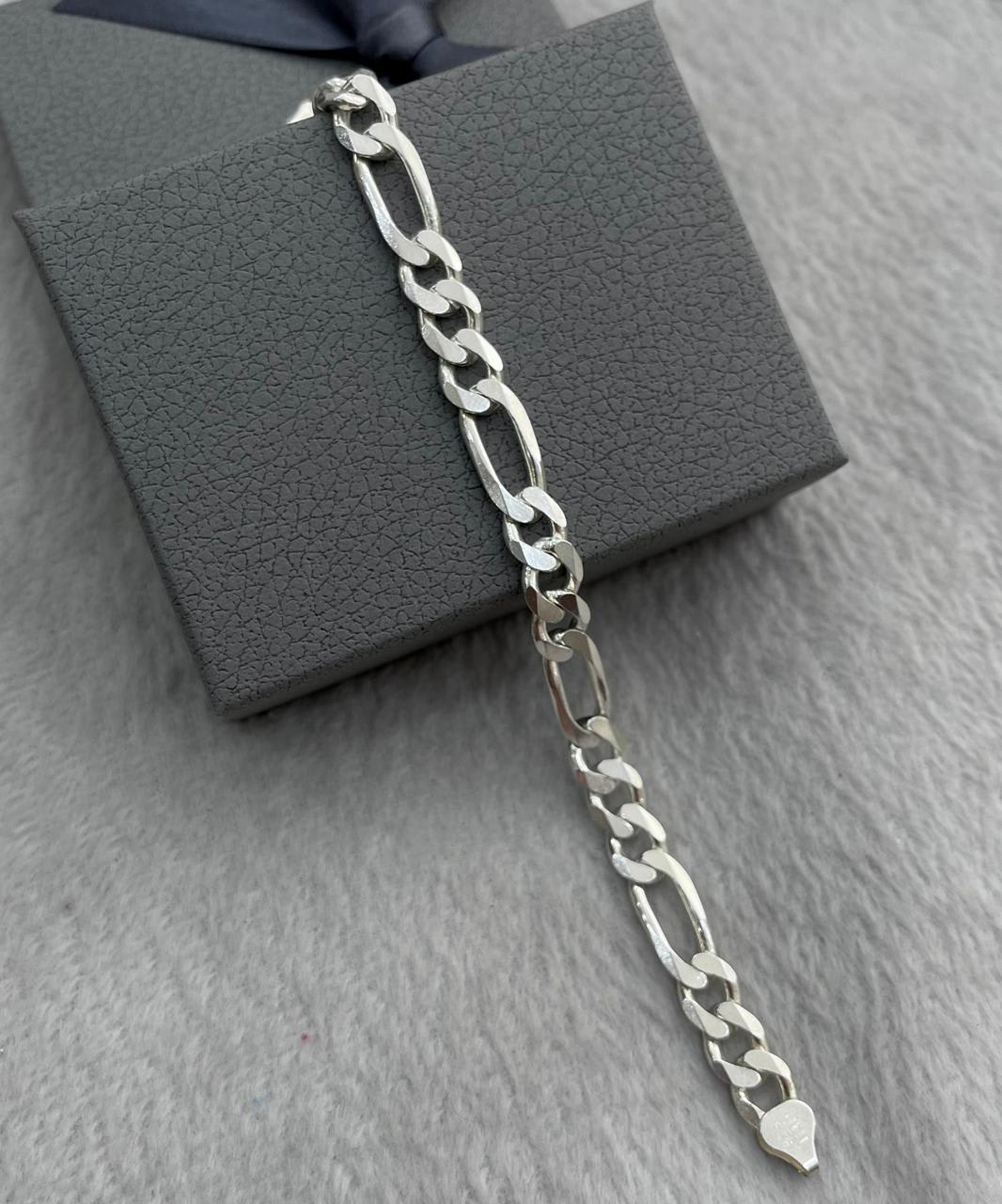 Pulsera de Plata Maciza Eslabón 3x1 para Caballero