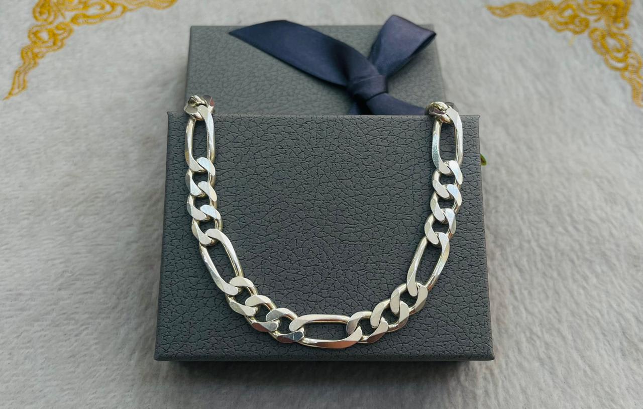 Pulsera de Plata Maciza Eslabón 3x1 para Caballero