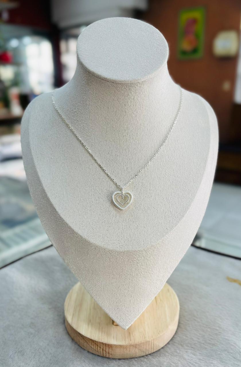 Cadena Corazón Blanco de Plata 925