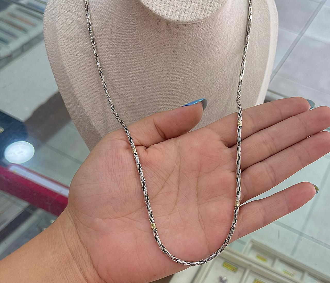 Cadena Torzada de Plata Quemada para Caballero