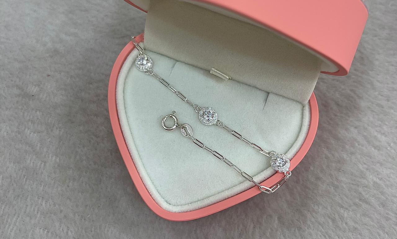 Pulsera de Plata con Rosetas de Circones