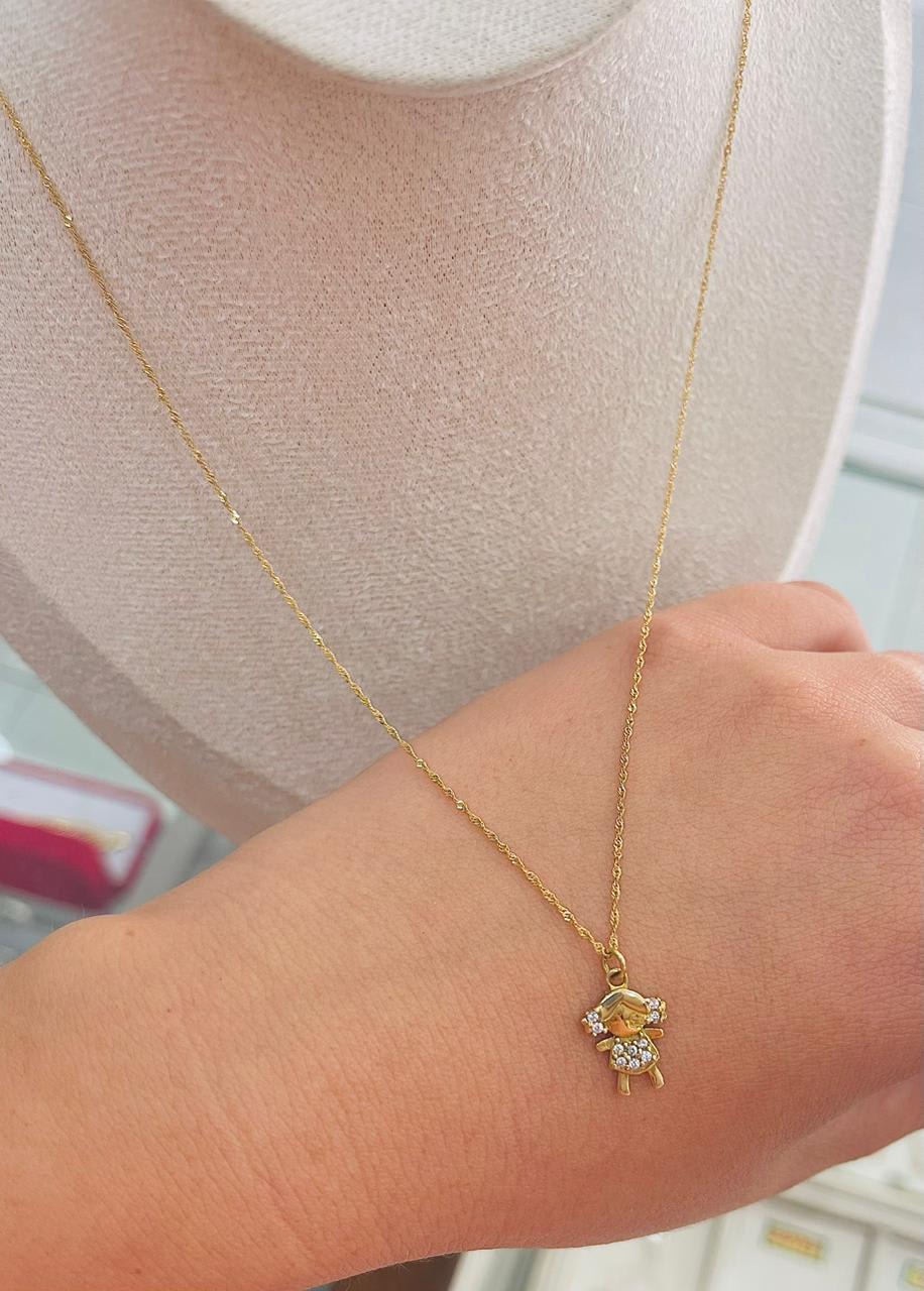 IDEAL PARA MAMÁ Cadena + Dije Nena de Oro 18K con circones