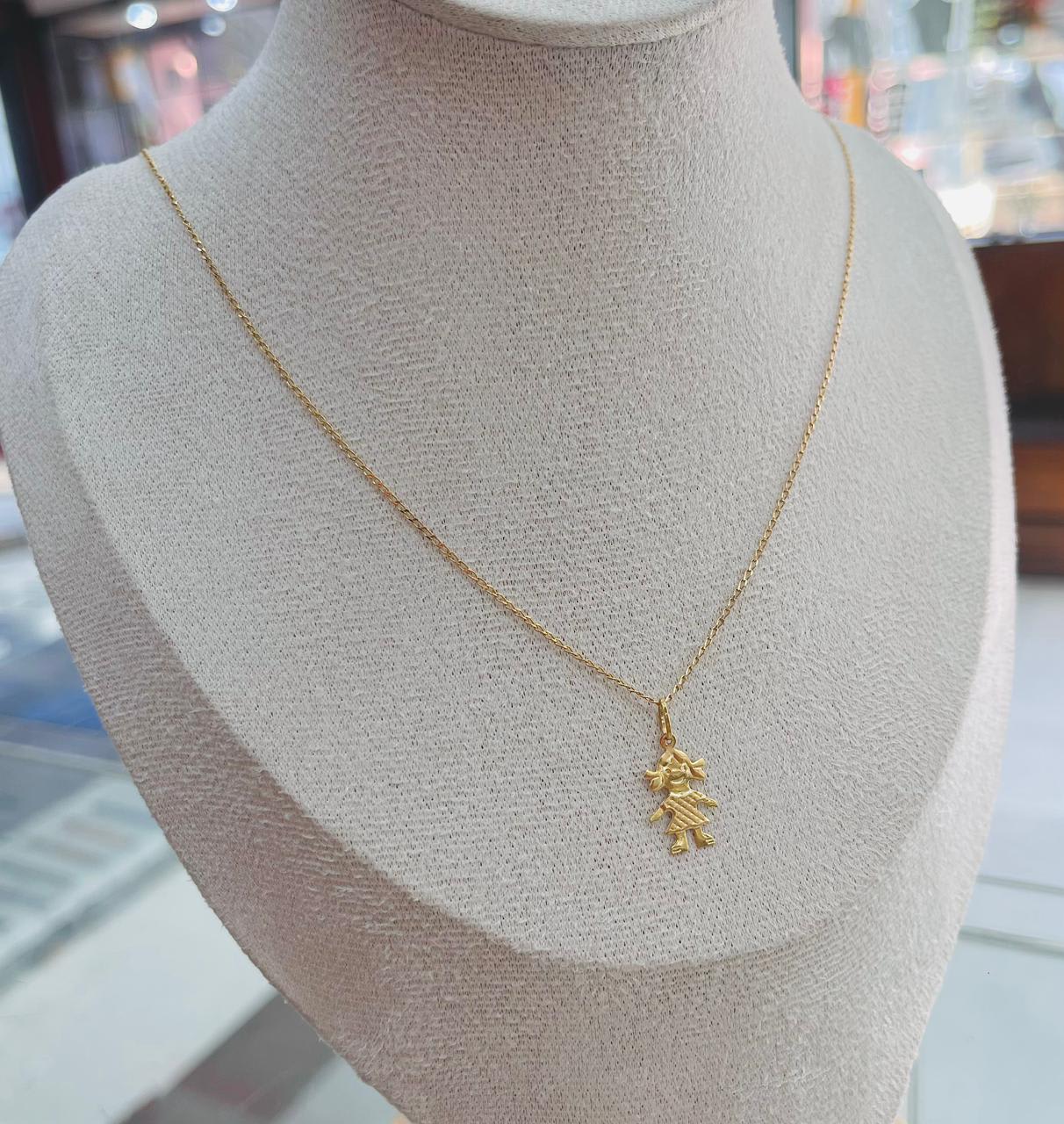 IDEAL PARA MAMÁ Cadena + Dije Niña de Oro 18k