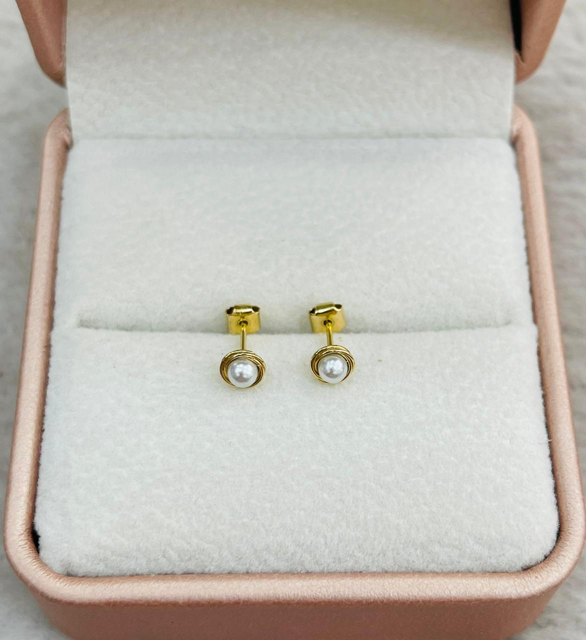 Aritos Abridores de Oro 18k Perla Nido