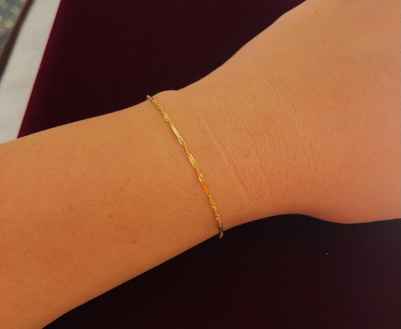 Pulsera Singapour Torzada de Oro 18k