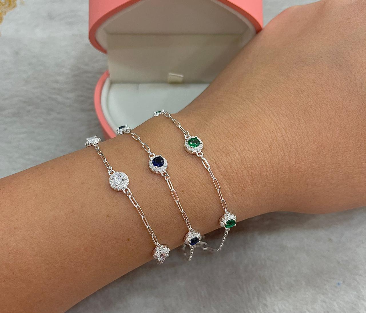 Pulsera de Plata con Rosetas de Circones