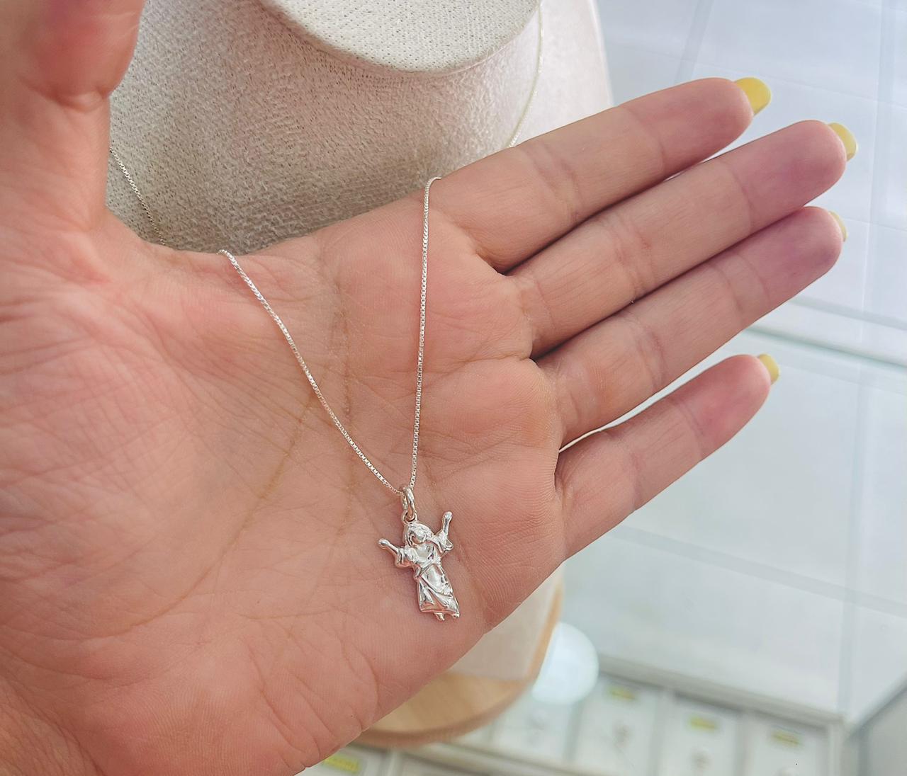 Cadena Veneciana de Plata con Divino Niño en Silueta