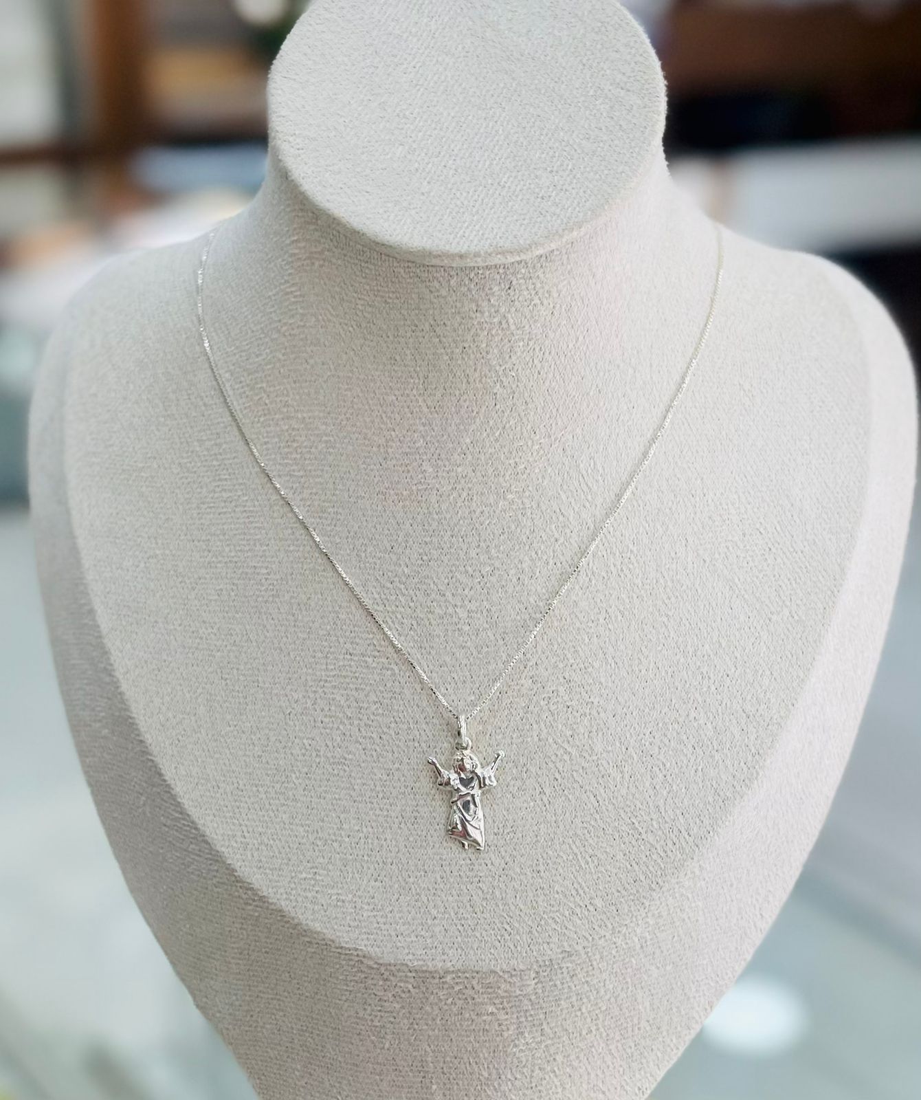 Cadena Veneciana de Plata con Divino Niño en Silueta