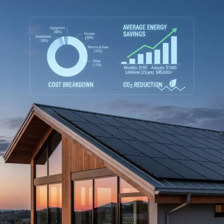 Solar panels on a residential rooftop with a clear blue sky