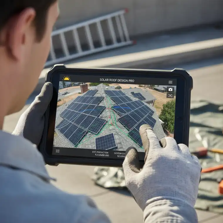 Solar panels being installed on a rooftop, illustrating the calculation process for optimal placement.