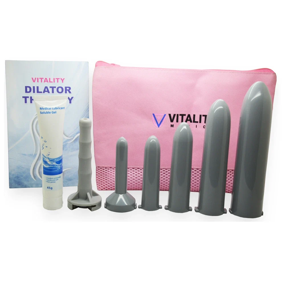 Graduated vaginal dilator set for pelvic floor therapy, vaginal stenosis and post-surgical recovery