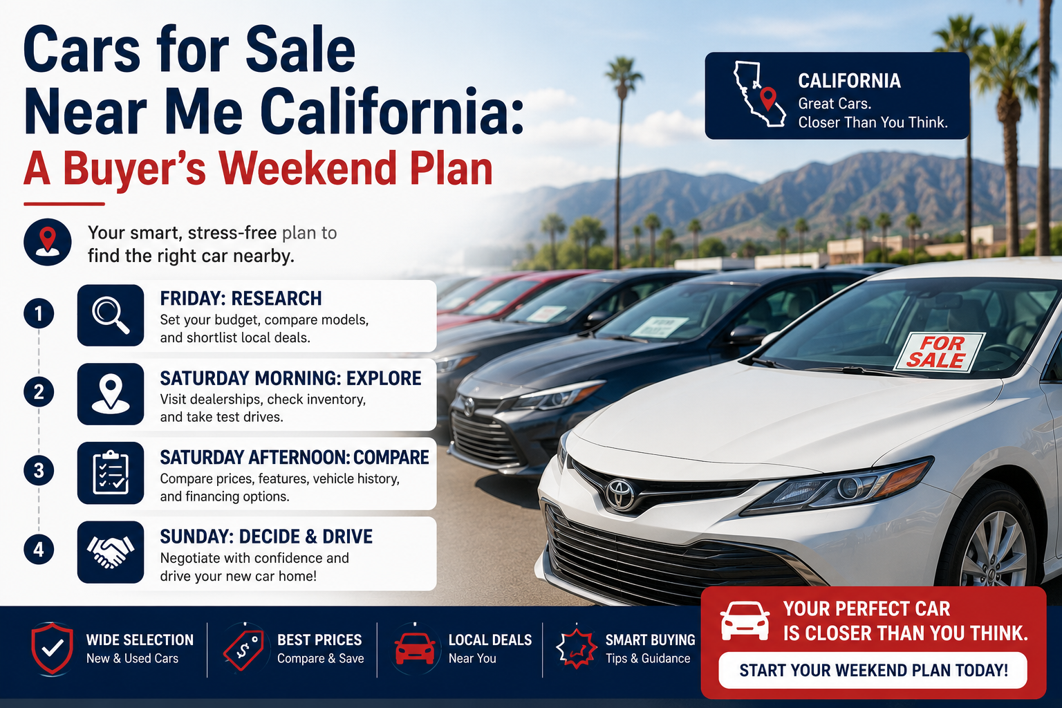 Cars for Sale Near Me California: A Buyer's Weekend Plan