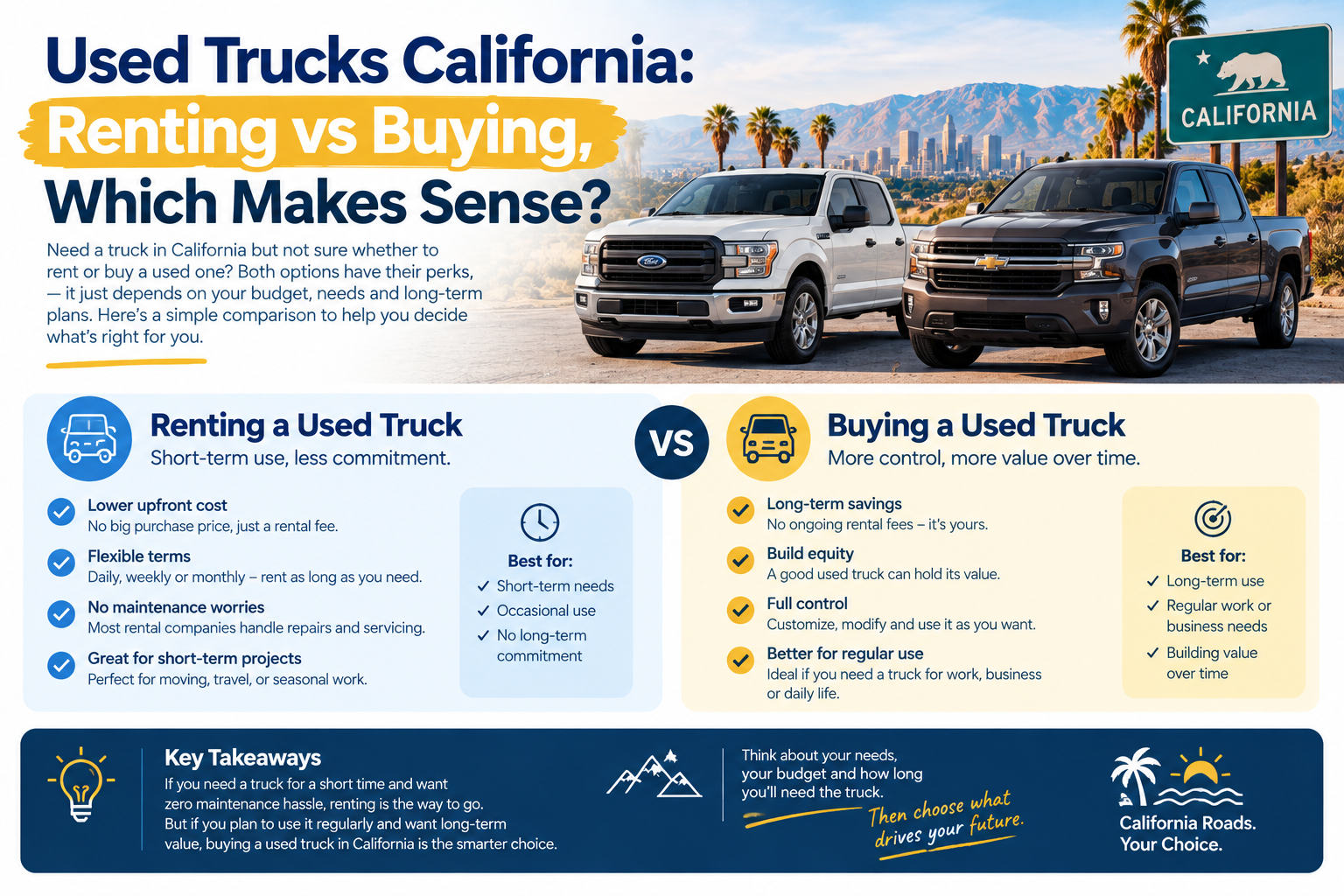 Used Trucks California: Renting vs Buying, Which Makes Sense?