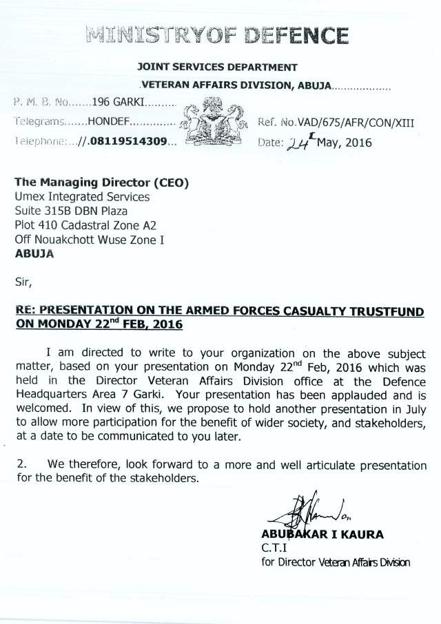 Ministry of Defence Endorsement