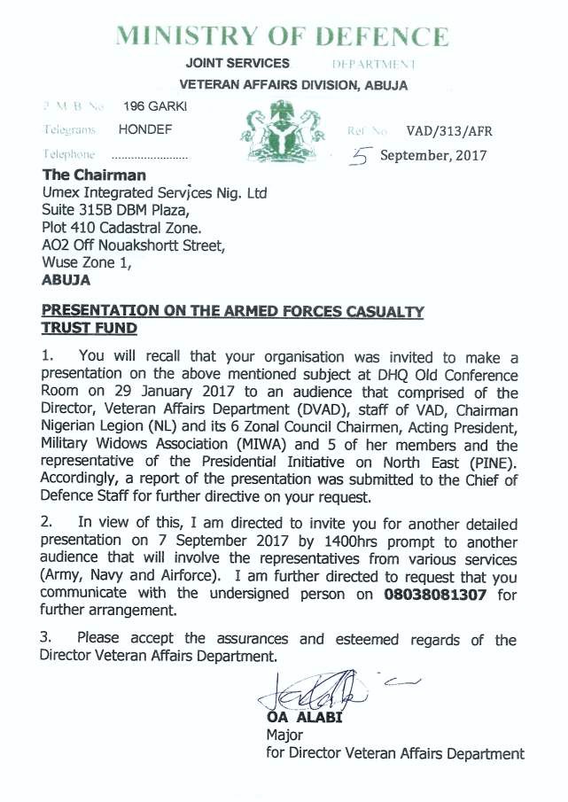 Ministry of Defence Endorsement