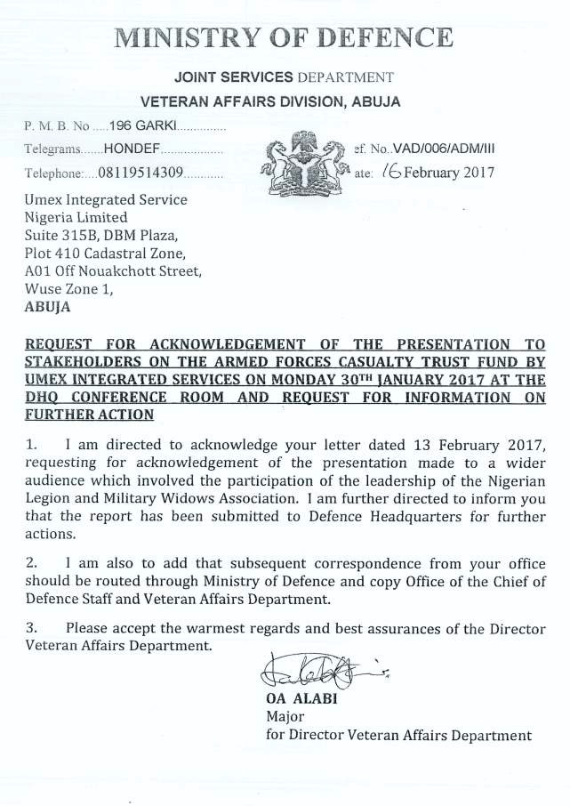 Ministry of Defence Endorsement