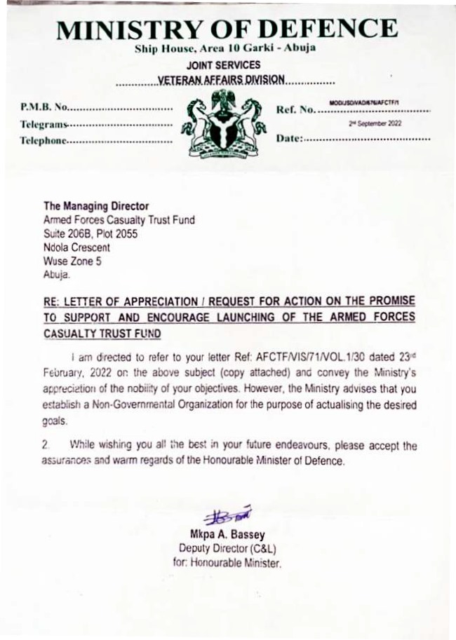 Ministry of Defence Endorsement