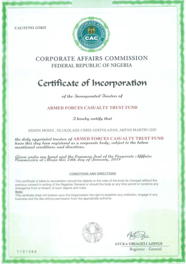 CAC Certificate of Incorporation