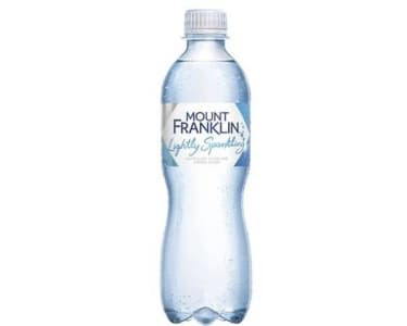 Lightly sparkling bottled water.