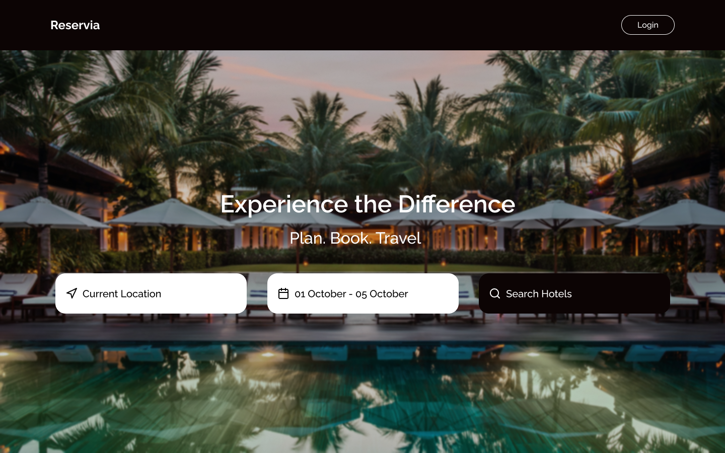 Reservia Hotel Booking UI