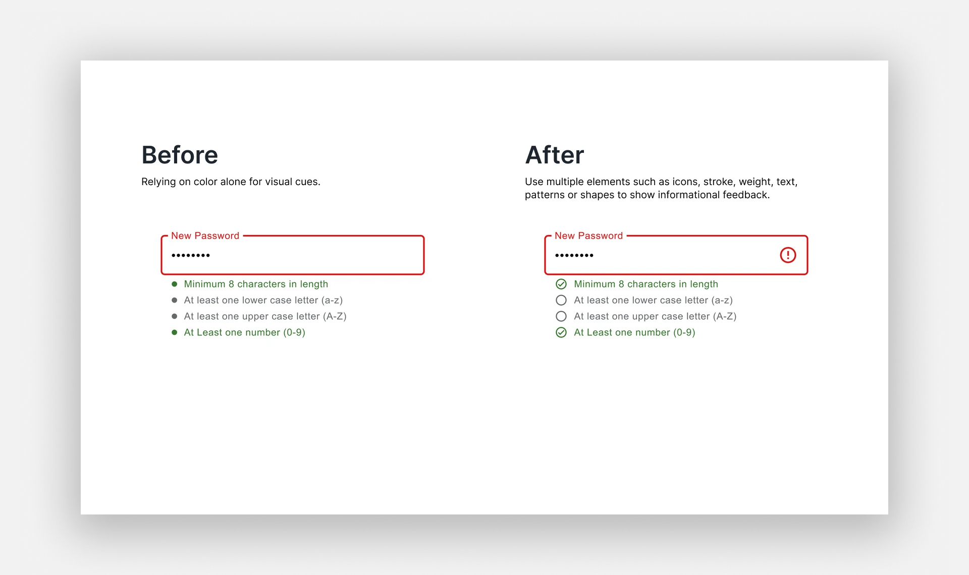Example of design component conforming accessibility standards
