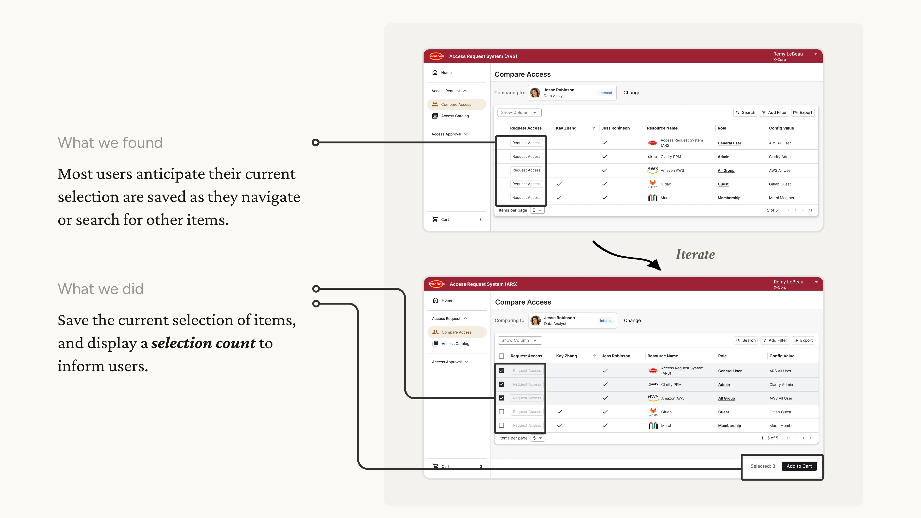 Illustration of auto-save selections