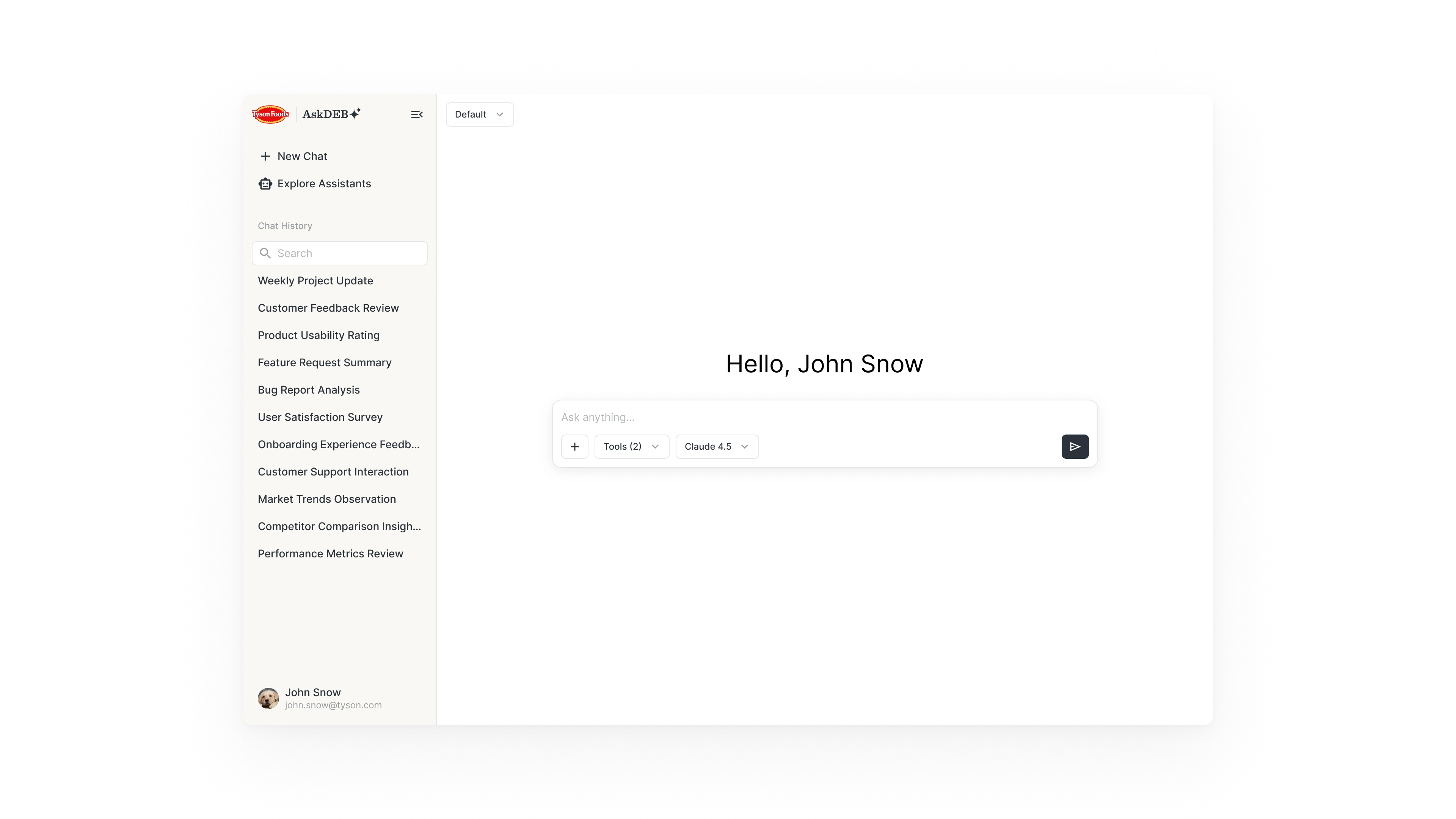 Main Screen of AskDEB