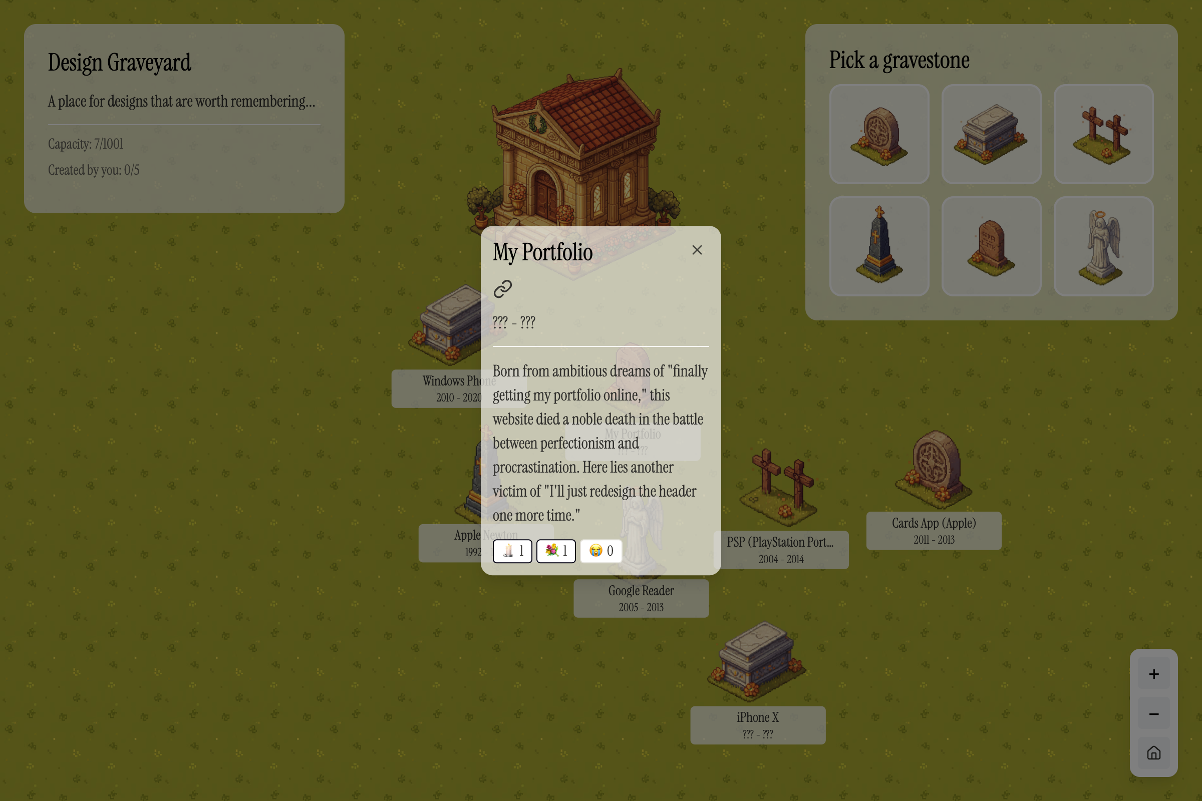 A gravestone for my portfolio