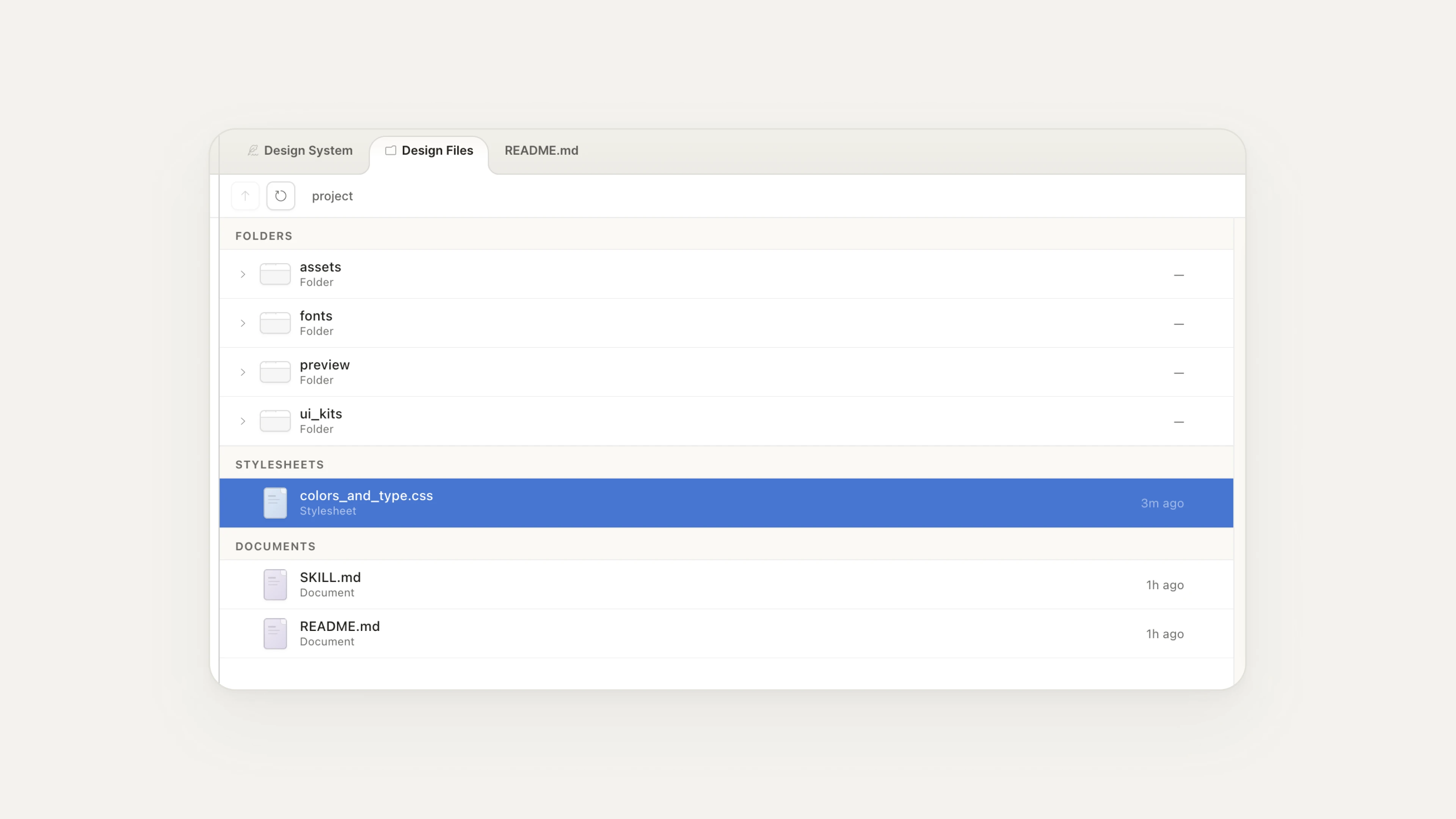 Design System folder as the single source of truth