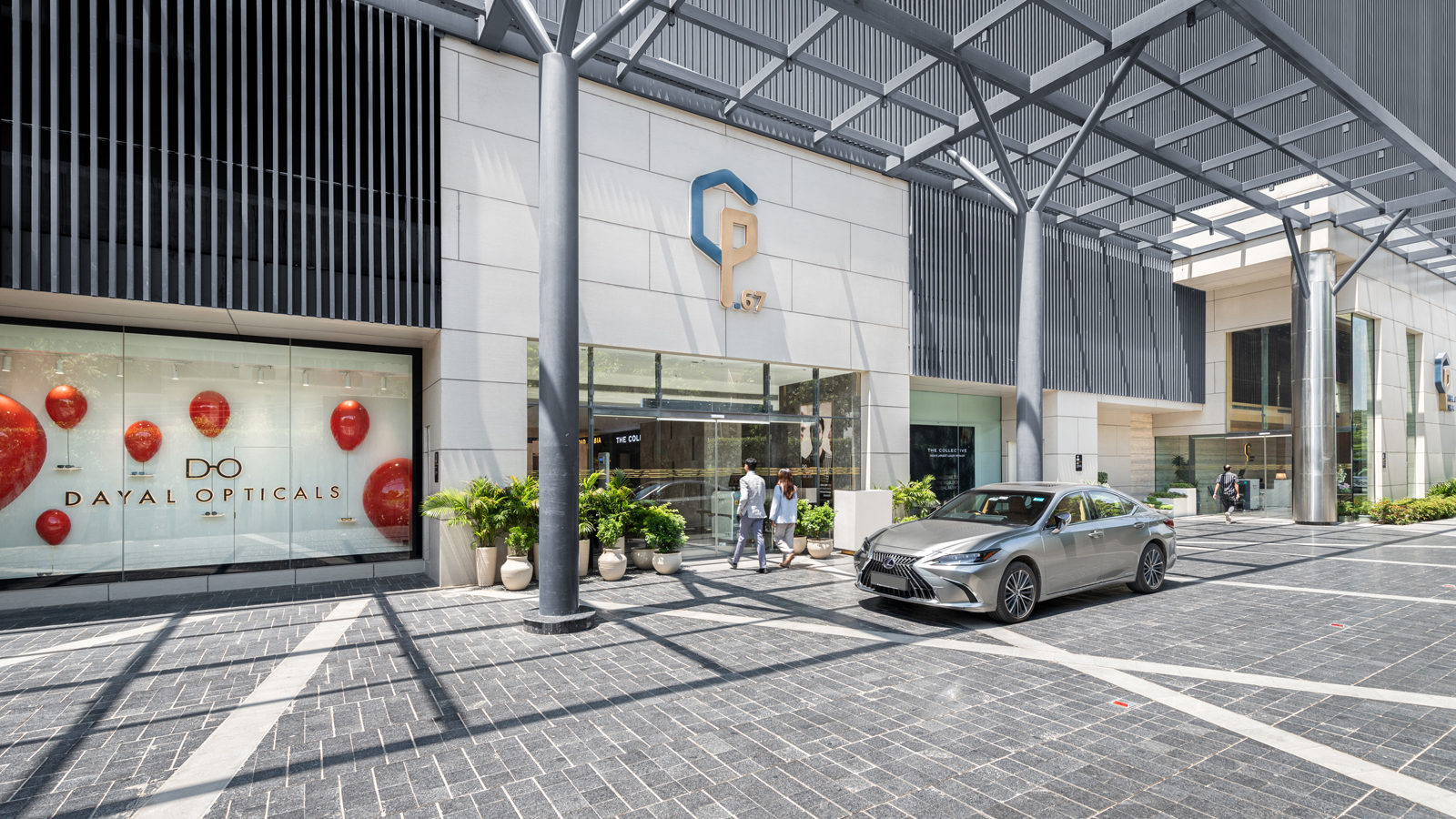 Modern office interior with comfortable seating and large windows