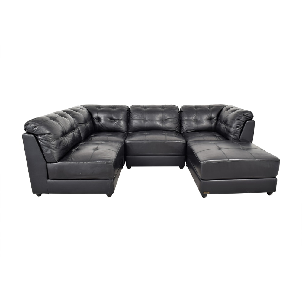 Black Modular Leather Sectional