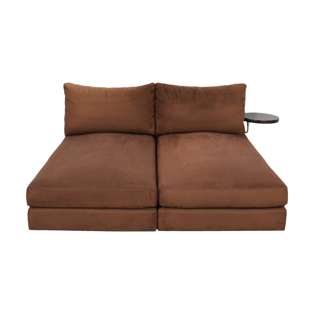 buy King Furniture Suede Chaise Sectional with Table Attachment King Furniture Sectionals