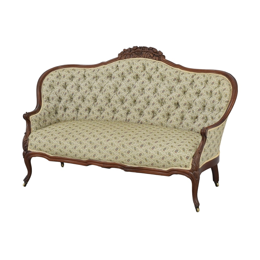 Vintage Victorian Tufted Back Carved Acorns Sofa sale