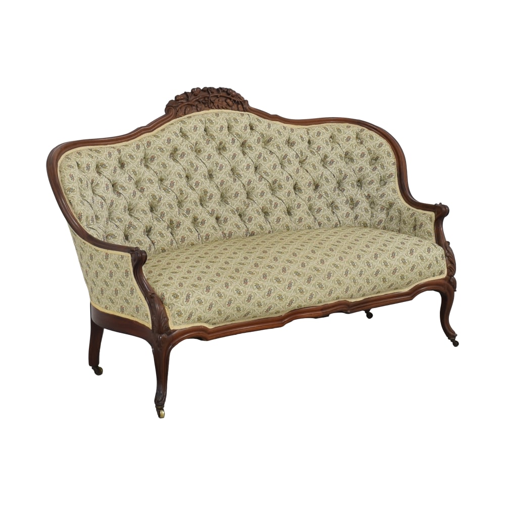 buy Vintage Victorian Tufted Back Carved Acorns Sofa  Loveseats