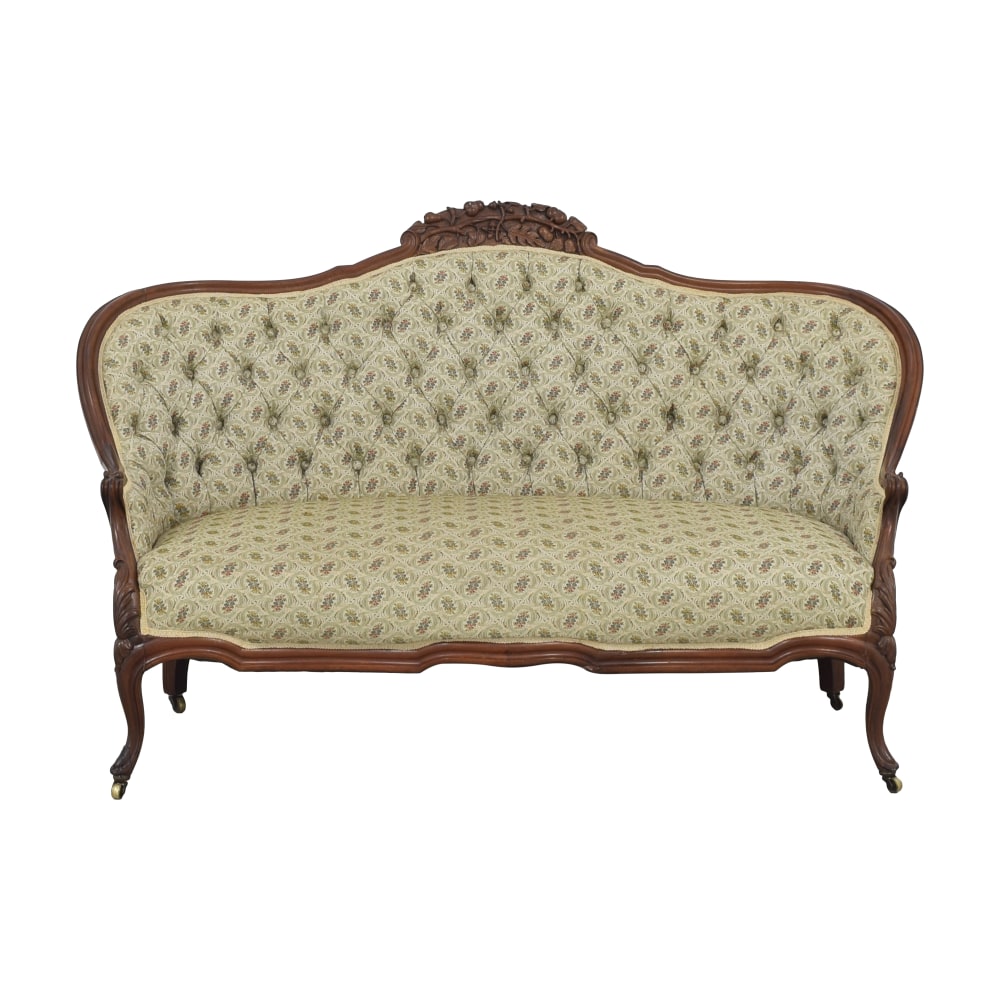 buy  Vintage Victorian Tufted Back Carved Acorns Sofa online