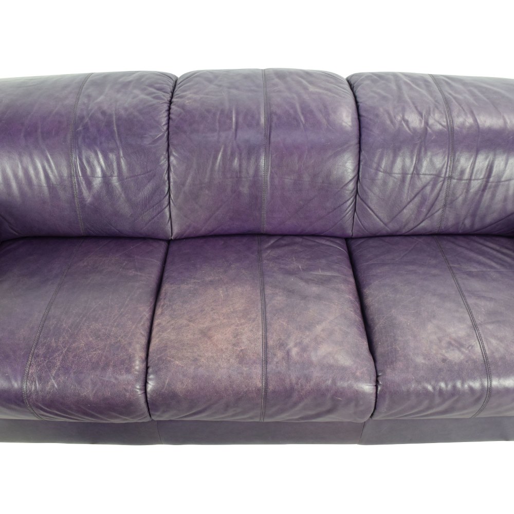 Himolla Purple Leather Sofa with Ottoman, 85% Off