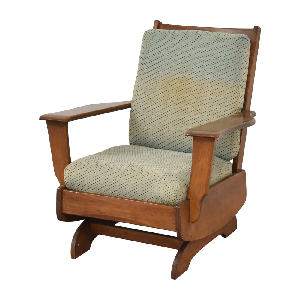 REDUCED!! Solid Wood Mid-Century High Back Rocking Chair with Cream-Colored  Cushions and Skirt – Creative Bargains