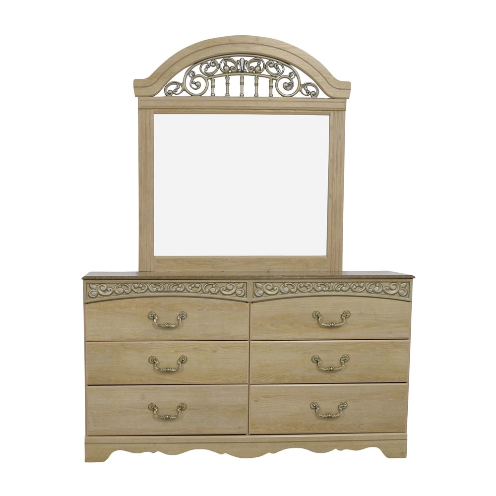 buy Ashley Furniture Light Oak Dresser with Mirror Ashleys Furniture