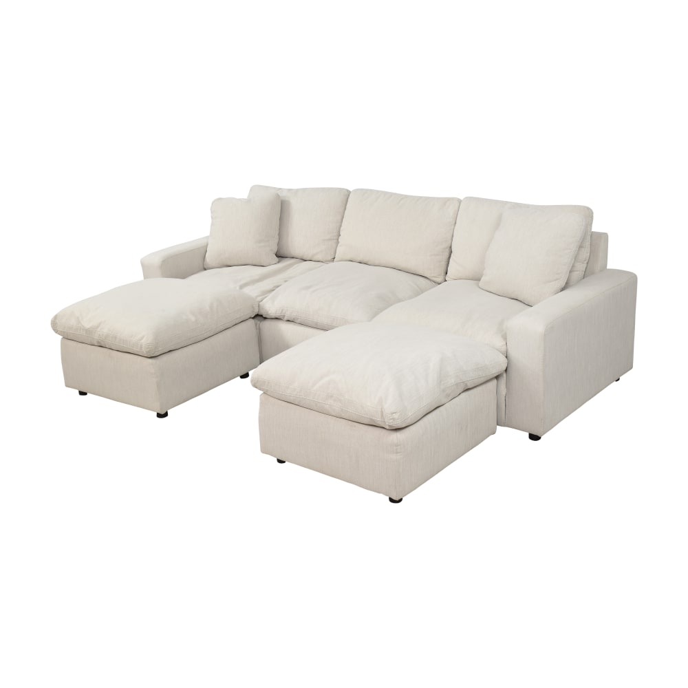 Ashley Furniture Ashley Furniture Savesto Three-Piece Modular Sofa with Ottomans Off-White