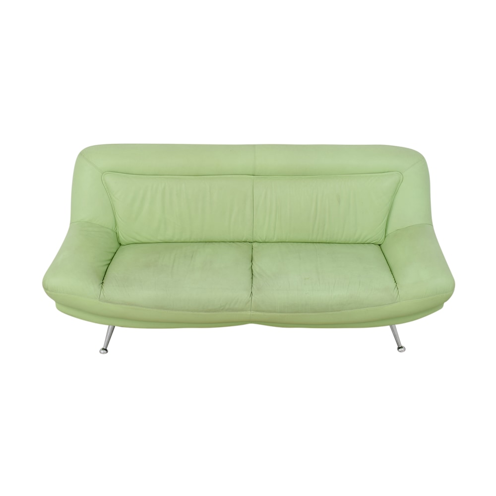 Italian Mint Green Leather Two Cushion