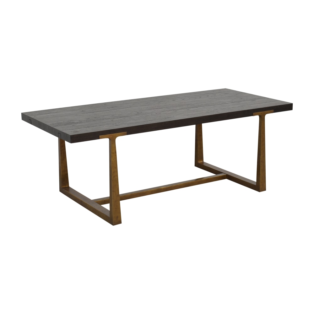 Modus International Kentfield 8ZU562 Wood and Metal Round Dining Table in  Black Drift Oak and Brass, Reeds Furniture