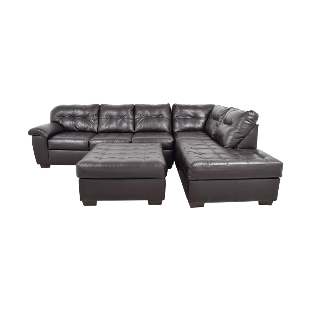 Simmons Brown Leather Sectional With