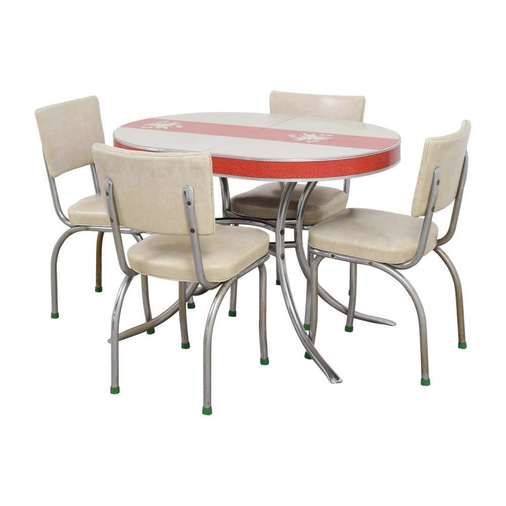 Vintage Extendable Formica Top Aluminum Kitchen Table and Chairs | 90% ...