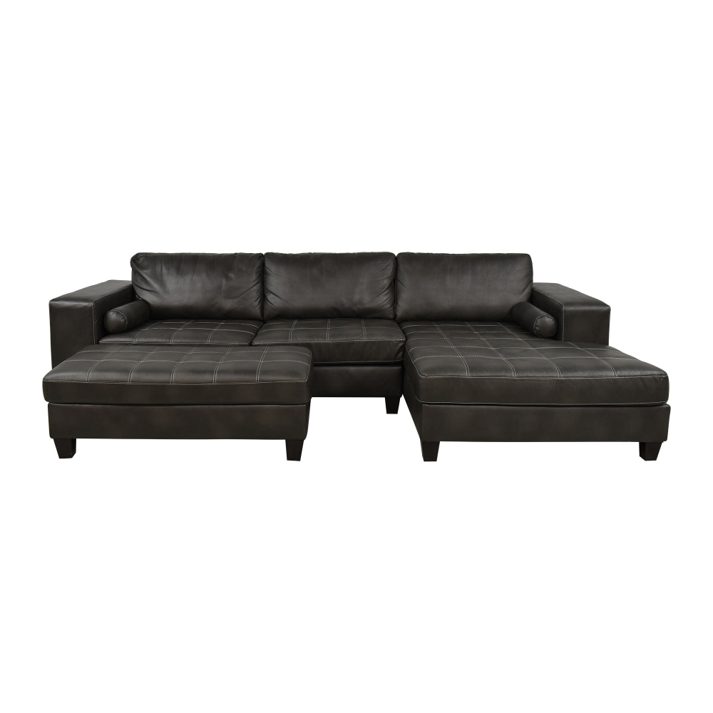 Ashley Furniture Chaise Sectional Sofa and Ottoman  sale