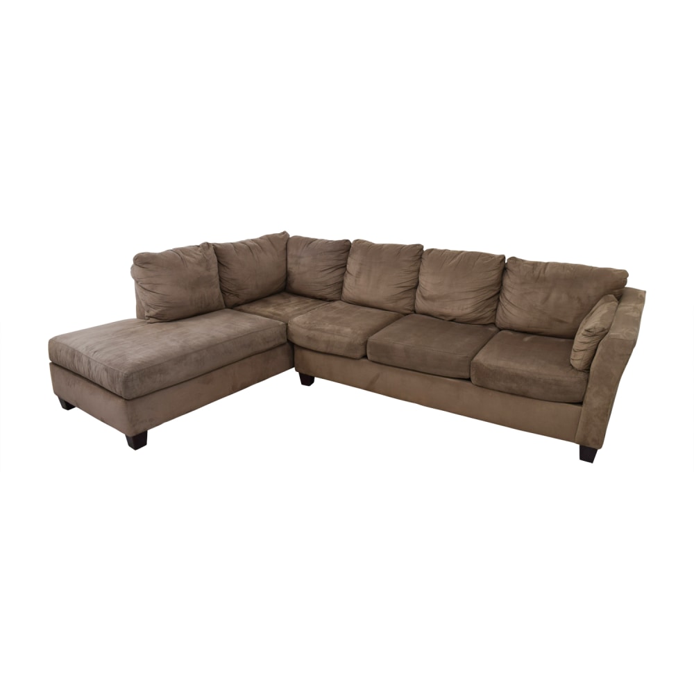 Bobs Furniture Brown Microfiber Sectional / Sofas