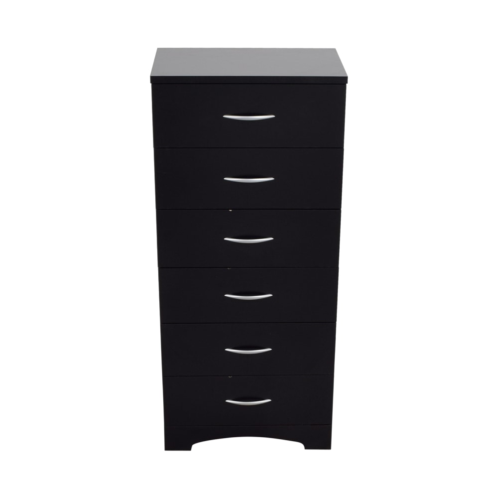 buy Black Six-Drawer Tall Dresser Storage